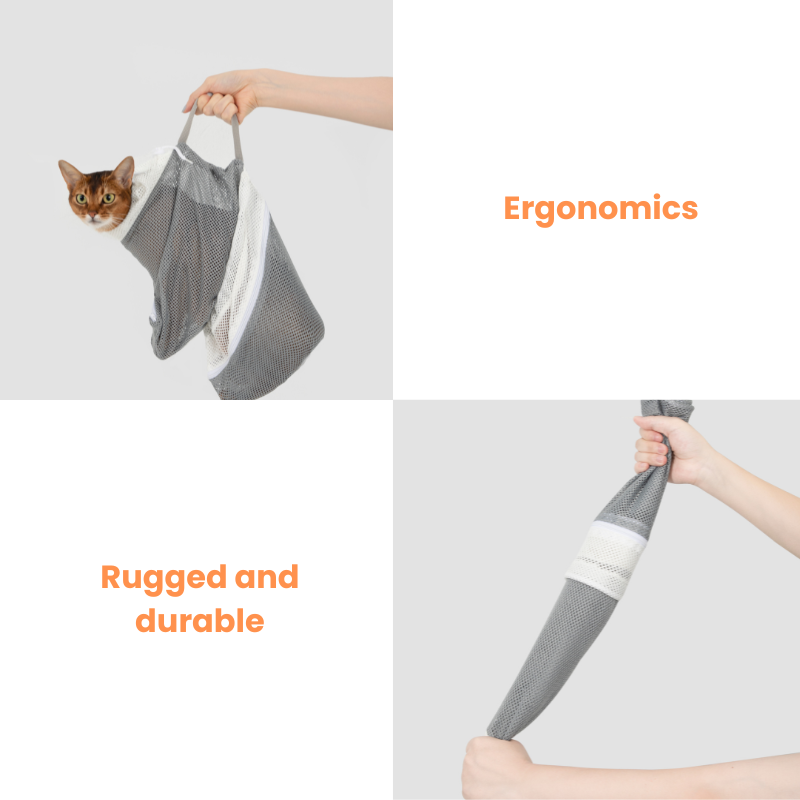 Housse de toilettage pour chat anti-griffes amovible - design ergonomique, robuste et durable pour chats