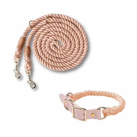 Versatile Hands-Free Dog Walking Kit Lead & Collar Dirty Pink