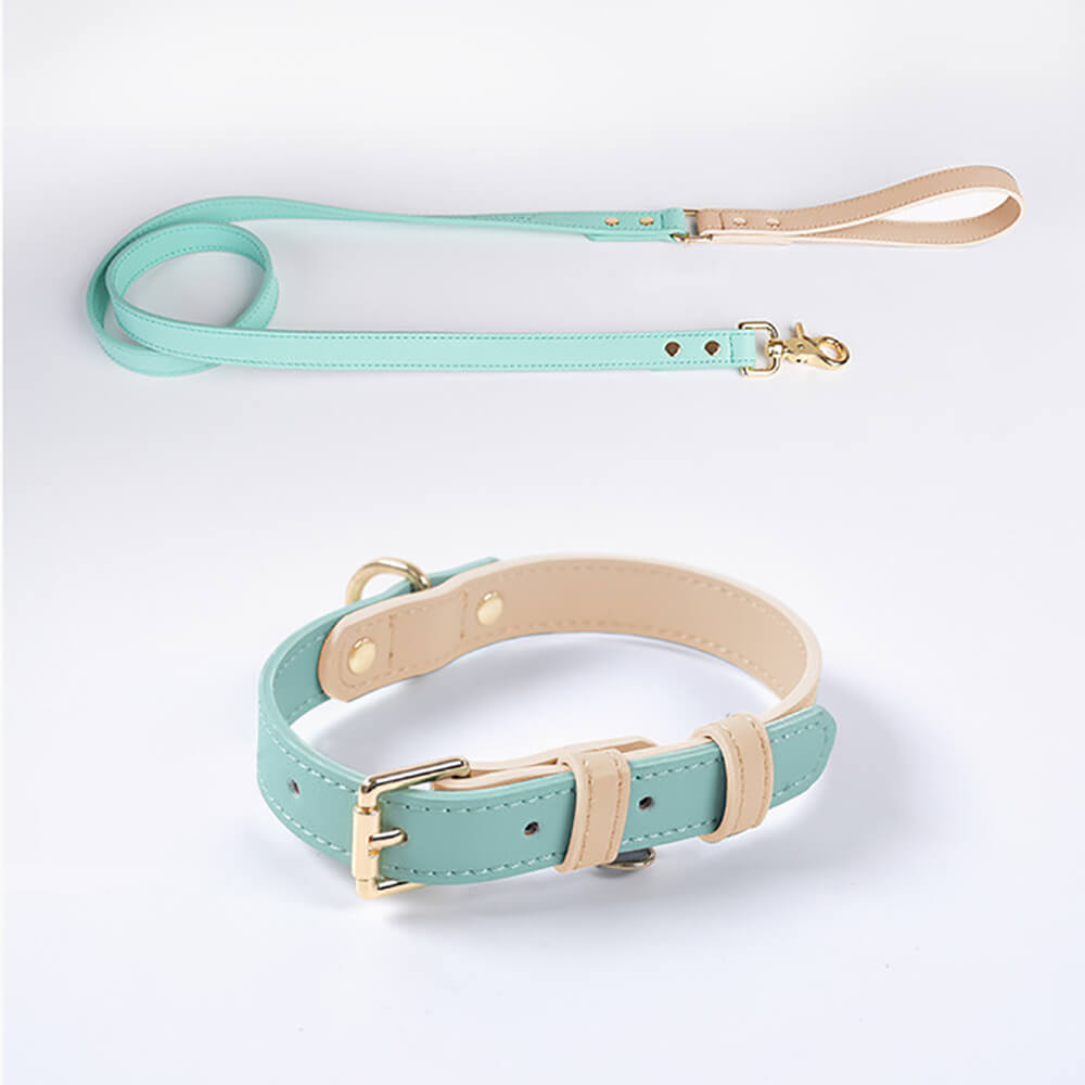 Pet Collar in Tiffany Blue Leather, Medium, Size: 11-14 in.