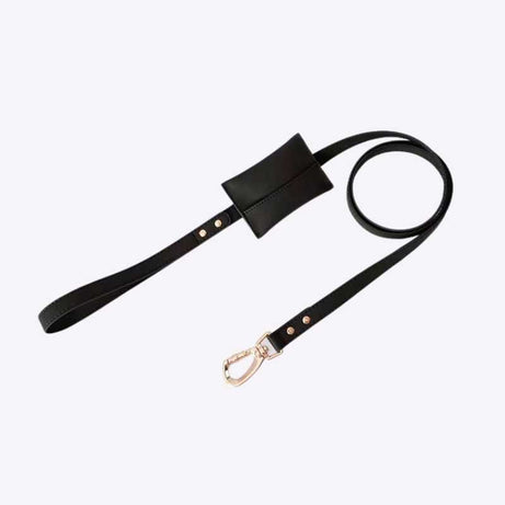 Hoop Vegan Leather Dog Harness Kit Leash Black Standard