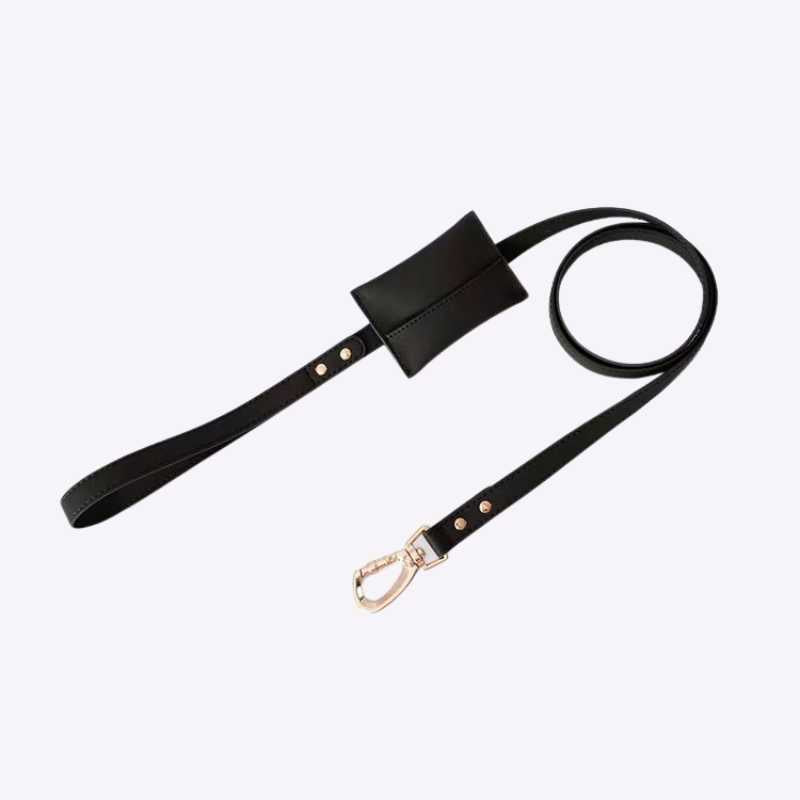 Hoop Vegan Leather Dog Harness Kit Leash Black Standard