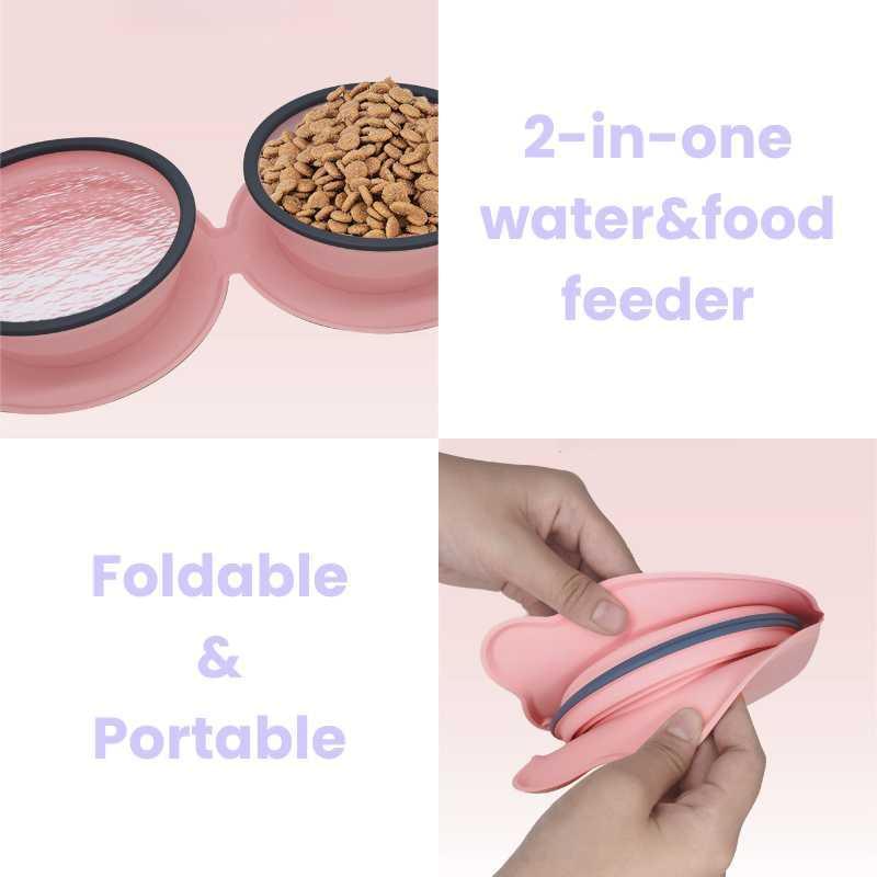 2-in-1 Portable and Collapsible Travel Dog Water Bowl