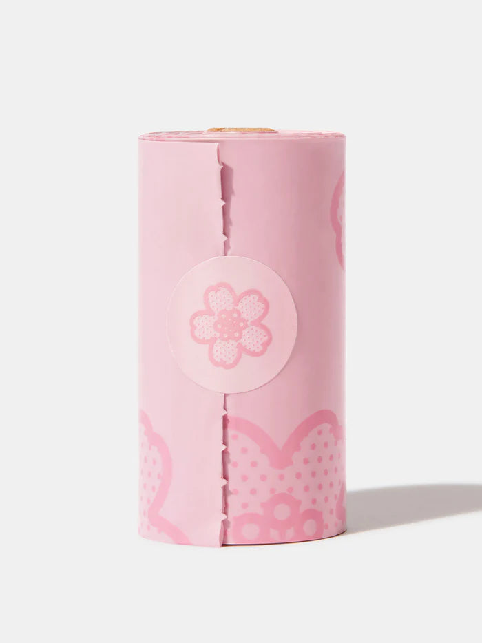 Vetreska Scented Poop Bag Dispensers and Bags| Flora & Cherry Blossom & Strawberry Cherry blossom 5 rolls