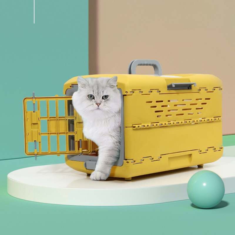Collapsible Pet Travel Crate for Cats and Small Dogs Small Yellow