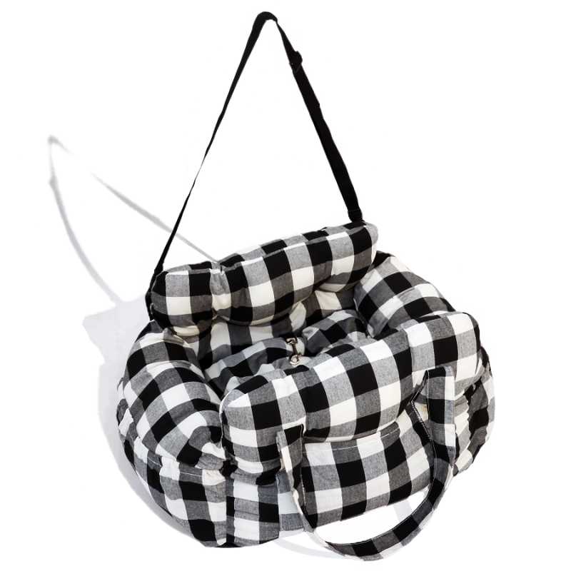 Julibee's Copilot Dog Car Seat - Plaid Pattern, L-Double Size for Pet Travel