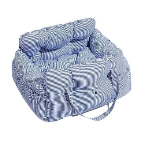 Copilot Dog Car Seat - Blue & White Stripes, Padded Pet Travel Carrier