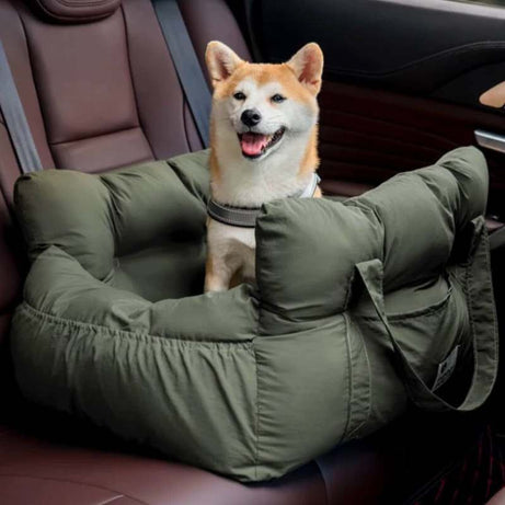 Copilot Dog Car Seat - Olive Green, Secure Pet Travel Booster in Car