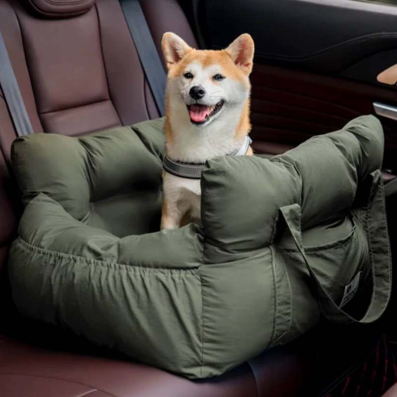 Copilot Dog Car Seat - Olive Green, Secure Pet Travel Booster in Car