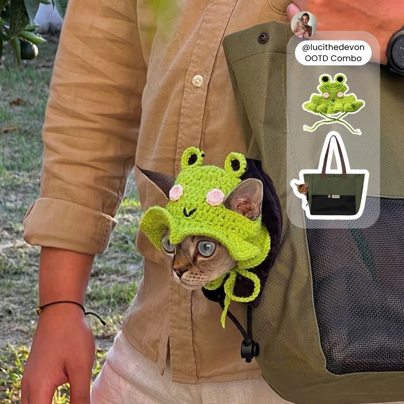 Cozymesh Travel Pet Carrier Sling Bag Combo By @lucithedevon (Bag + Hat)