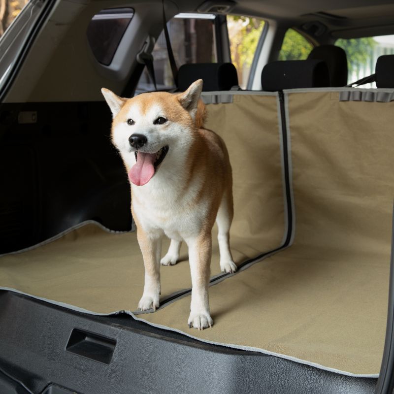 UrbanTrail Multifuncational Dog Car Seat Protector with Shiba Inu in car trunk