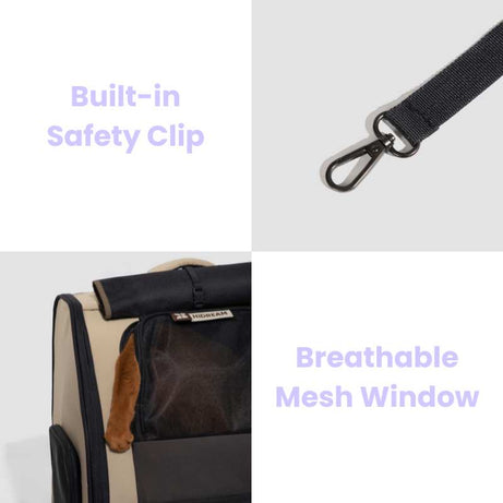 FirstClass Pet Carrier Bag - Built-in Safety Clip & Breathable Mesh Window