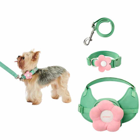 Vetreska Flora Dog Harness with backpack & Collar & Lead 3-in-One Set S 3-in-1 Walking Sets(harness&collar&lead)