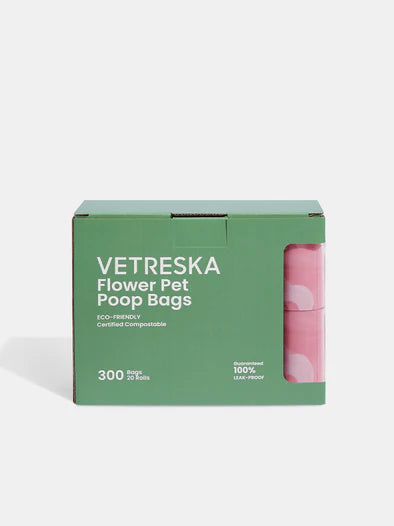 Vetreska Scented Poop Bag Dispensers and Bags| Flora & Cherry Blossom & Strawberry Flora 20 rolls