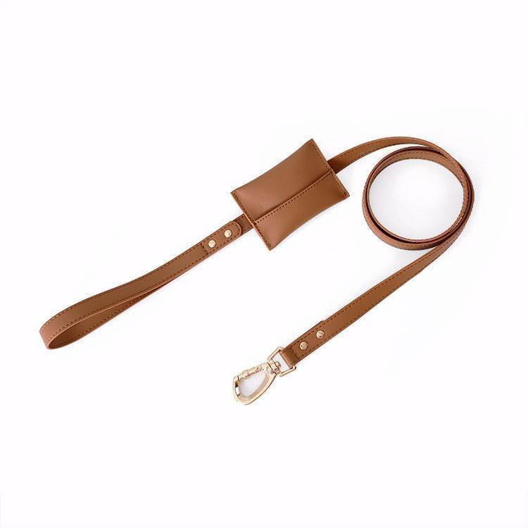 Hoop Vegan Leather Dog Harness Kit Leash Brown Standard