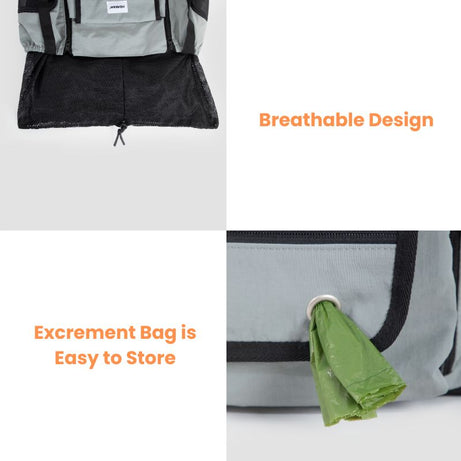 urbanTrail Multifunctional Pet Front Carrier Bag with breathable mesh design and easy excrement bag storage for comfortabl...