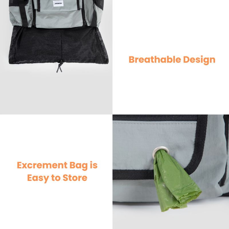 urbanTrail Multifunctional Pet Front Carrier Bag with breathable mesh design and easy excrement bag storage for comfortabl...