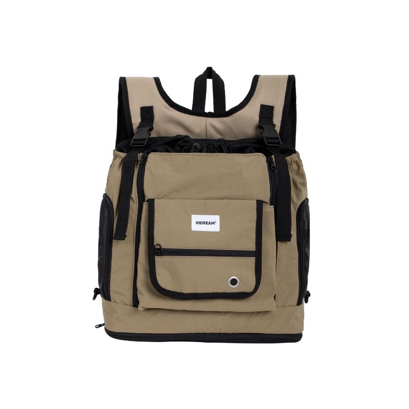 UrbanTrail multifunctional pet front carrier bag in beige and black with multiple storage pockets for safe pet travel