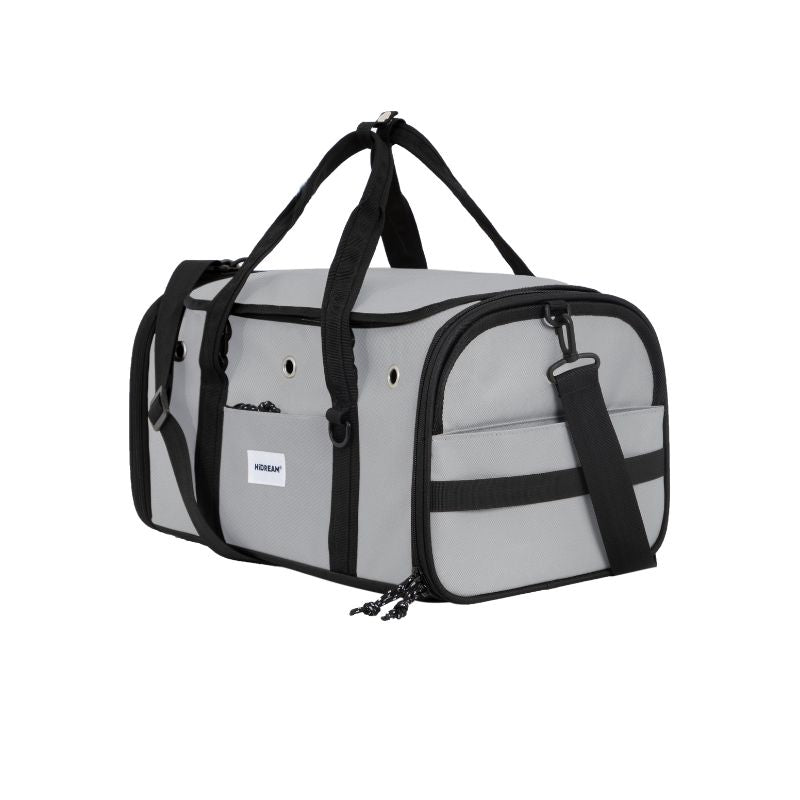 UrbanTrail foldable pet airline travel carrier - gray/black soft-sided bag with straps for safe pet transport