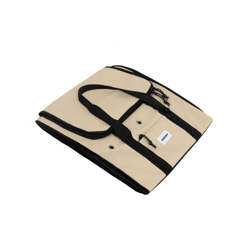 Foldable beige & black pet airline travel carrier - compact design for easy transport