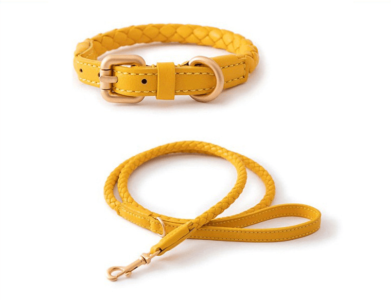 Premium Handcrafted Leather Dog Collar Kit Chrome Yellow