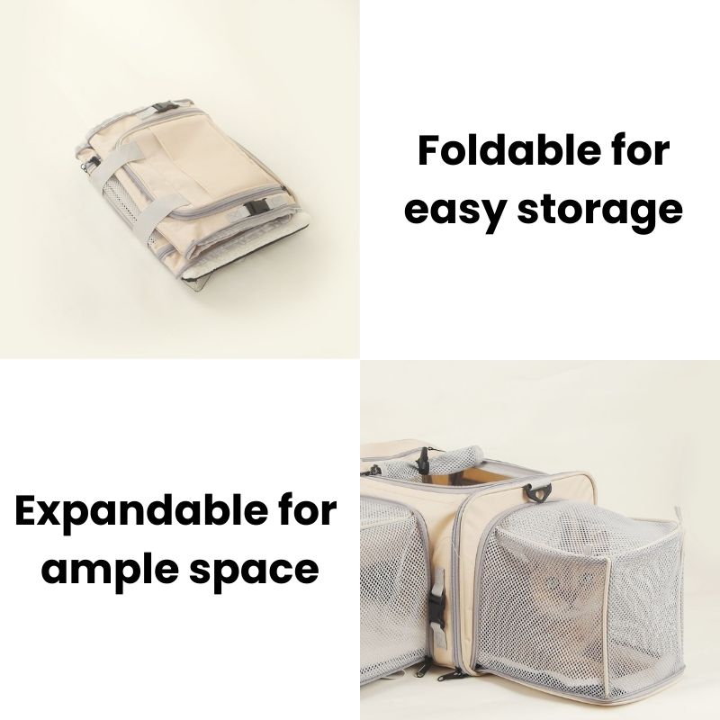 Traveler Expandable Pet Carrier Bag - Air Approved, foldable for easy storage, expandable for ample space