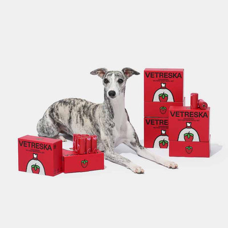 Vetreska Scented Poop Bag Dispensers and Bags| Flora & Cherry Blossom & Strawberry Strawberry 20 rolls