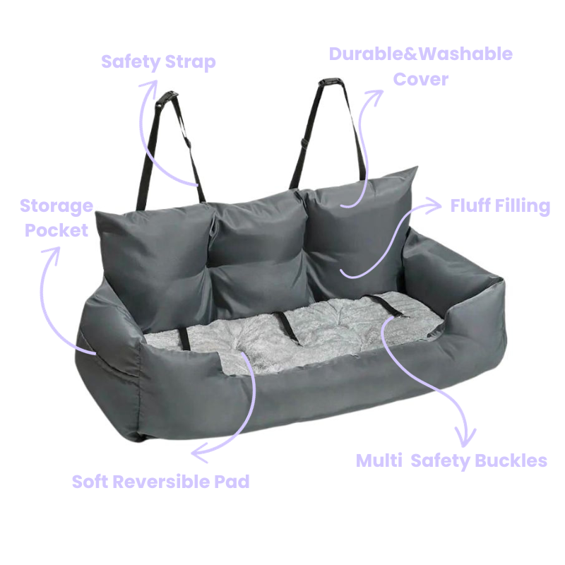 Vibrant dog car seat - grey X-large (2)
