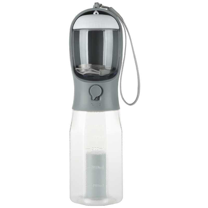 3-in-one Portable Dog Water Bottle Grey Large