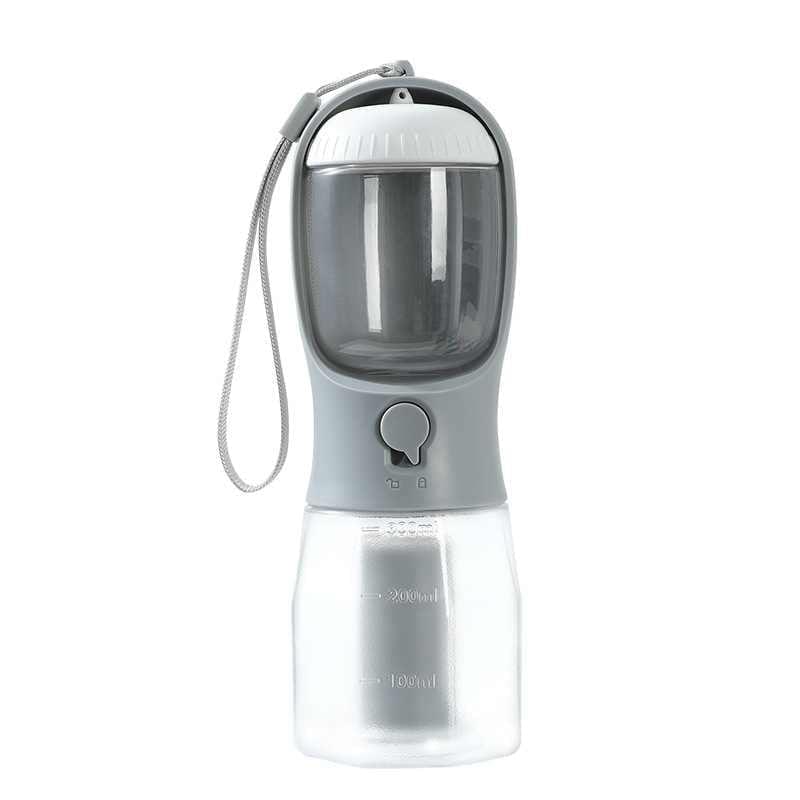 3-in-one Portable Dog Water Bottle Grey Small