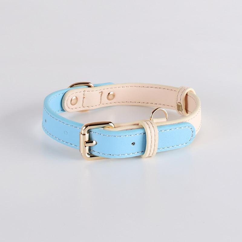 Genuine Leather Dog Collar Kit Collar Blue