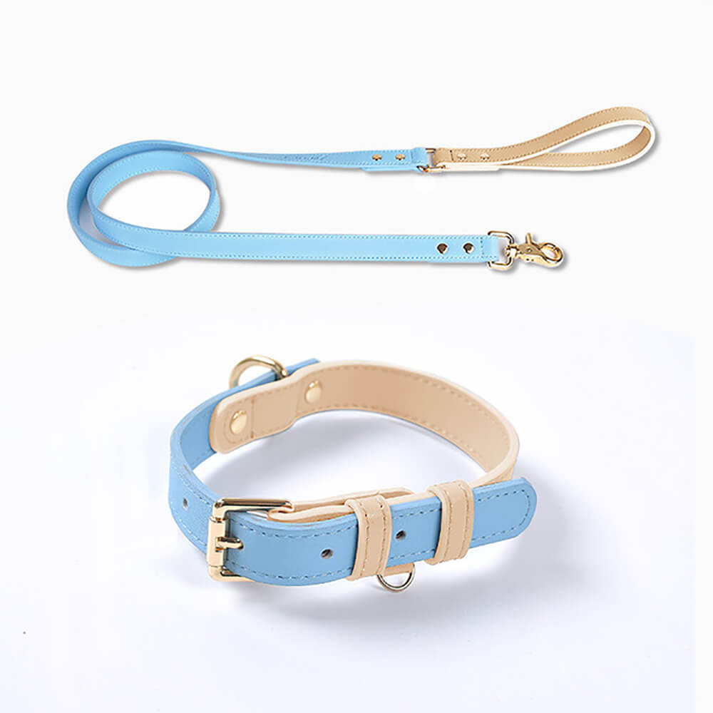 Genuine Leather Dog Collar Kit All-IN-ONE(On Sale!) Blue