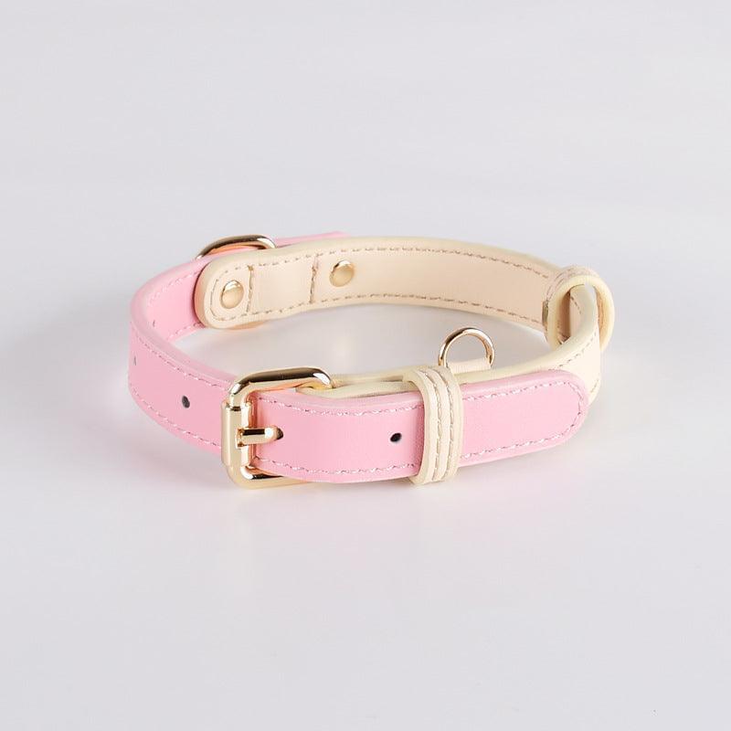 Genuine Leather Dog Collar Kit Collar Pink